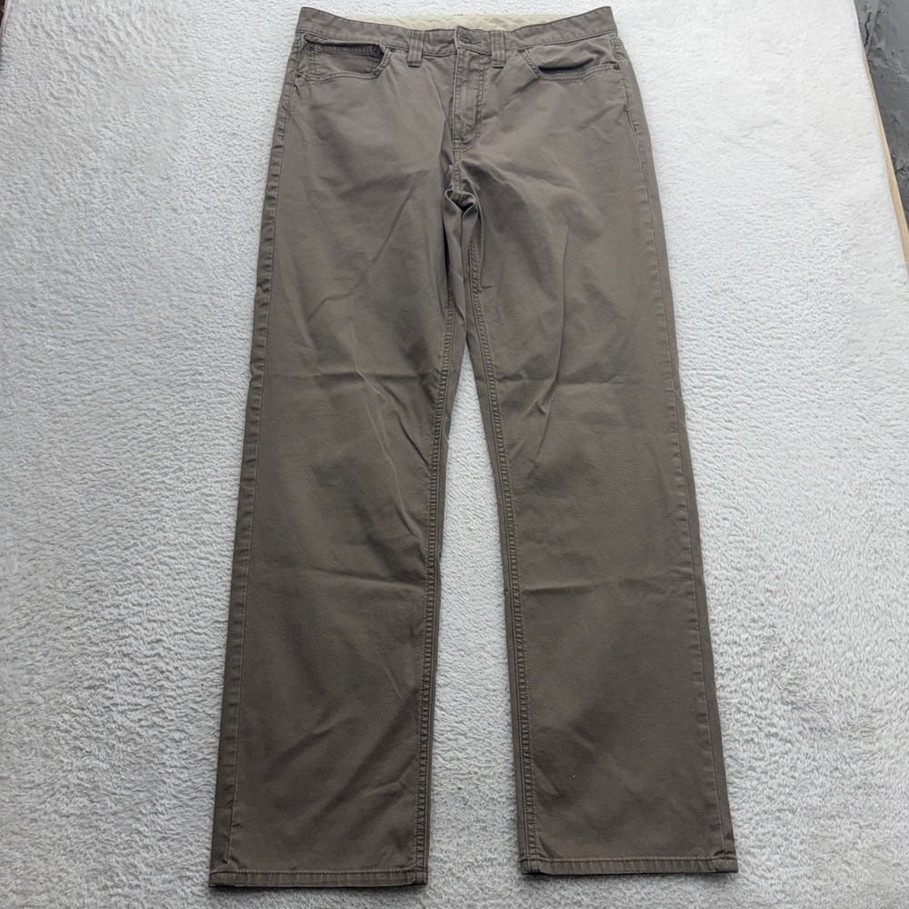 Prana Mens Brown Organic Cotton Stretch 5-Pocket Straight Leg Pants Size 34
